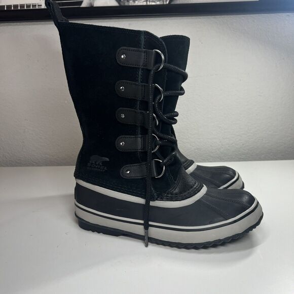 Sorel Joan Of Arctic Tall Snow Winter Boot Black Women's Size 7 Missing Fur - Picture 1 of 7